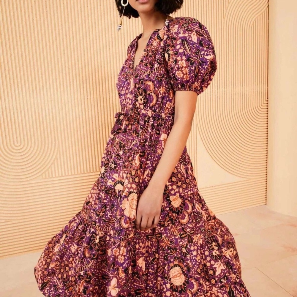 Ulla Johnson Olina Midi Dress - Purple And Orange… - image 6